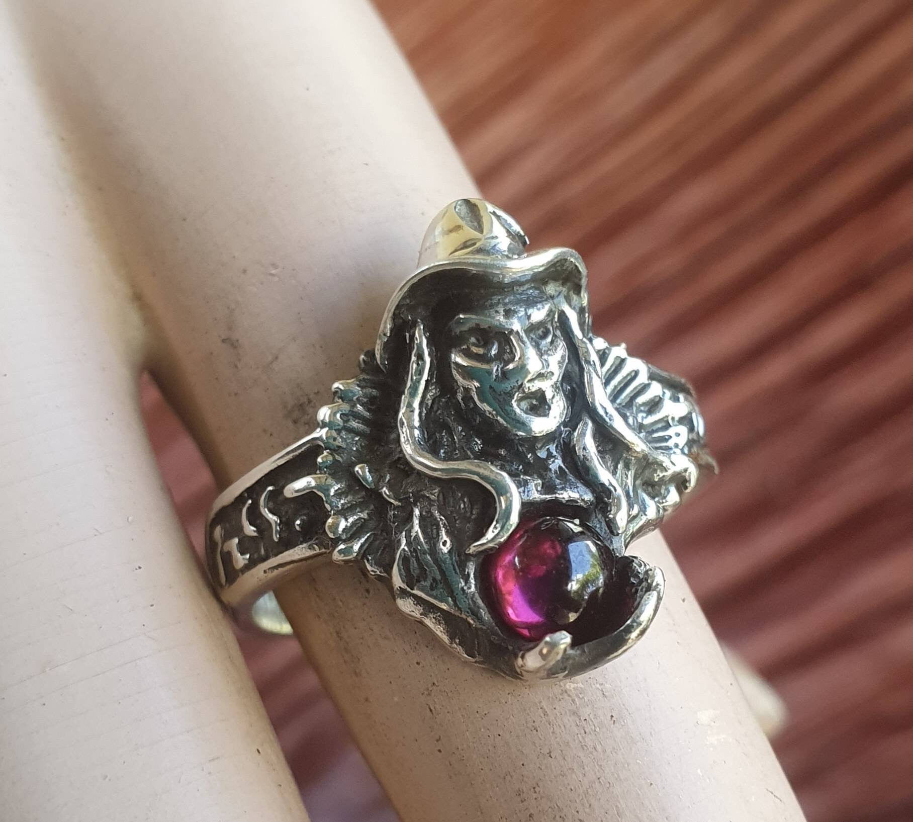 witch ring,sterling silver,green onyx,goddess,occult,magic,fantasy mythical steampunk gothic punk ring