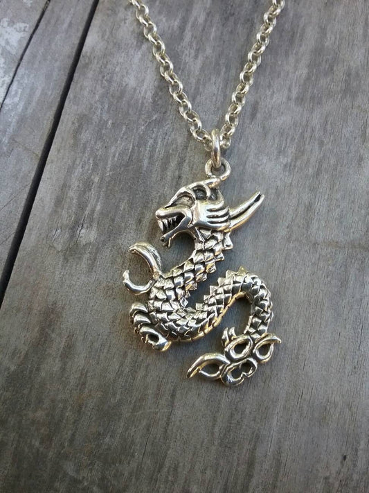 Dragon mythical pendant . sterling silver.MADE TO ORDER,welsh dragon