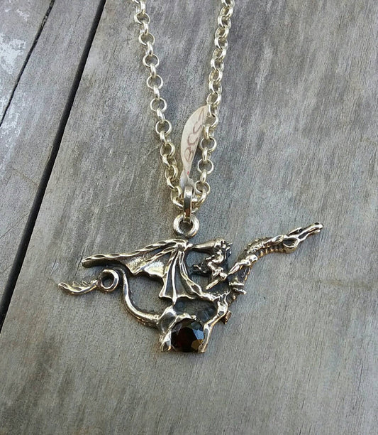 Witch pendant, Dragon pendant,sterling silver,handmade,magic,broomstick,mythical pendant,white magic,wizard necklace