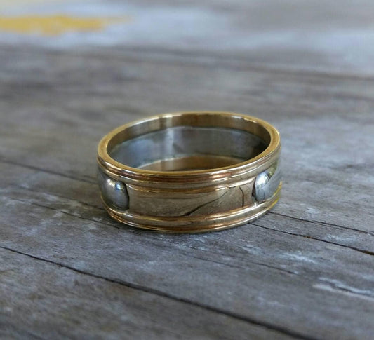 Gold and silver band,two tone ring,9ct gold,sterling silver,wedding,wedding,boho,hipster,man's fashion,unisex,designer,handmade