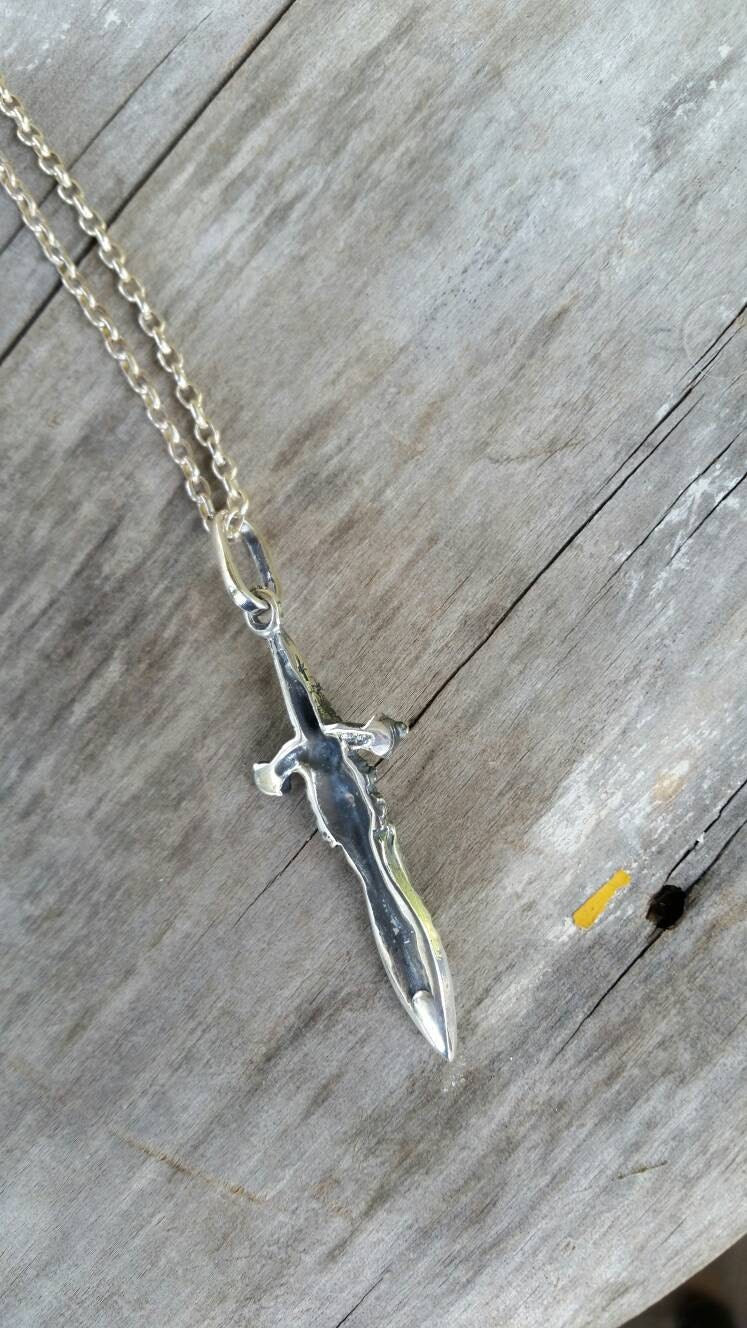 Wizard pendant,sterling silver,dagger,sword,magic,warrior pendant,potter,