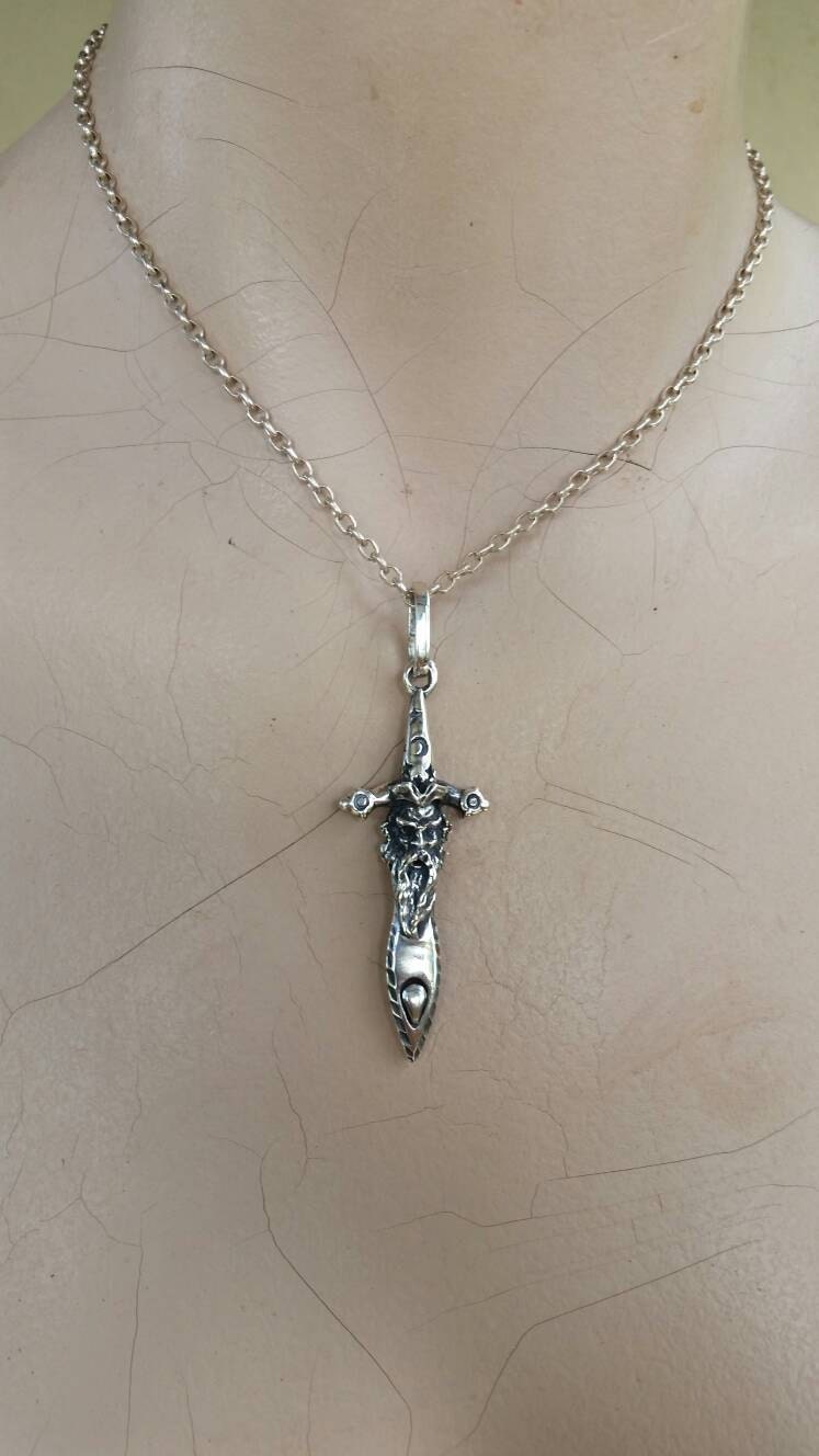 Wizard pendant,sterling silver,dagger,sword,magic,warrior pendant,potter,