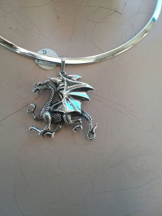 Dragon pendant,mythical, sterling silver,year of the dragon,new age,medieval,fantasy,  game of thrones