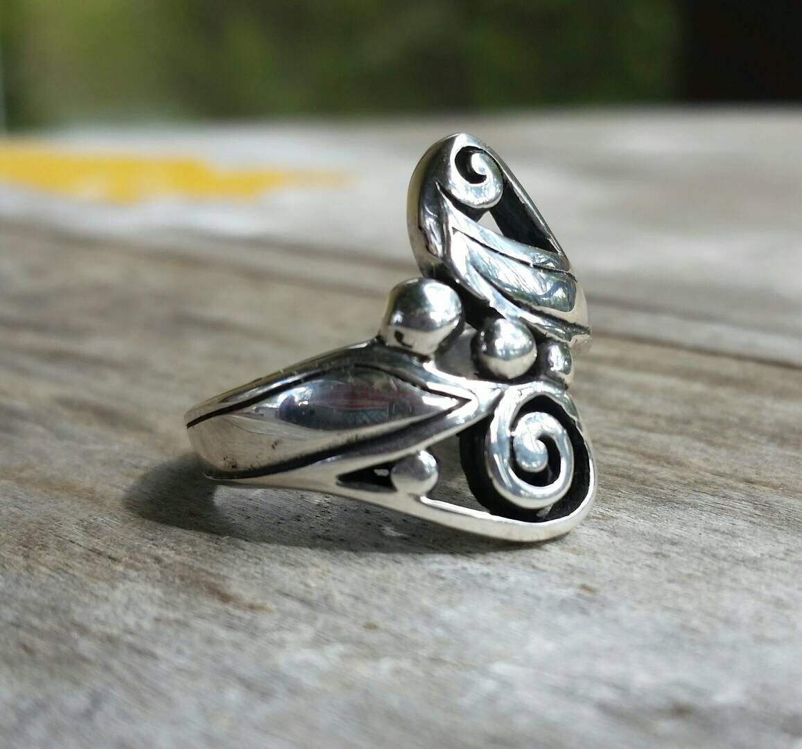 sterling silver scroll  ring alternative steampunk gothic art nouveau