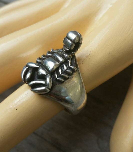 Scorpian ring, sterling silver,solid,chunky,insect,zodiac,starsign ring,