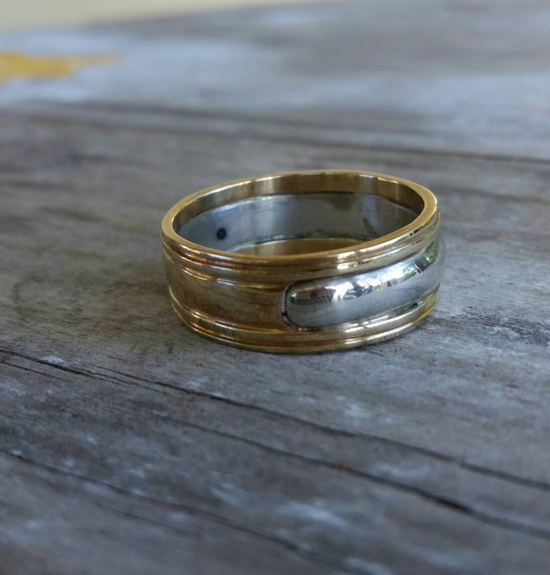 Gold and silver band,two tone ring,9ct gold,sterling silver,wedding,wedding,boho,hipster,man's fashion,unisex,designer,handmade