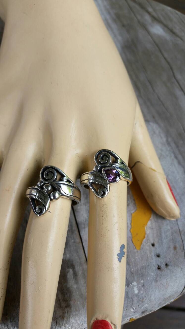 sterling silver scroll  ring alternative steampunk gothic art nouveau