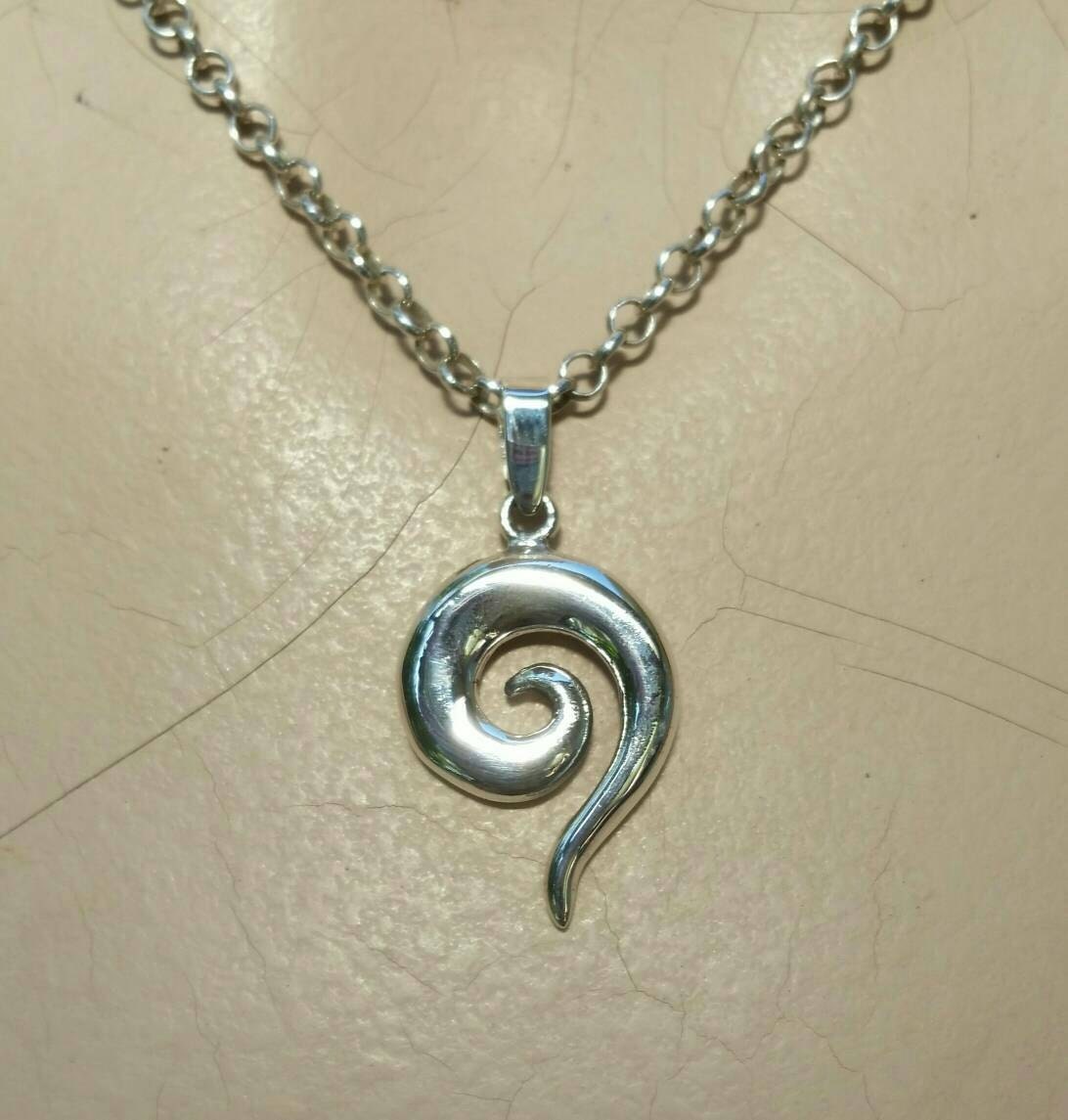 spiral pendant, swirly,spiral of life,sterling silver,goddess, gypsy, hippy, boho shic,new age,handmade,Celtic spiral,tribal,Maori koru,