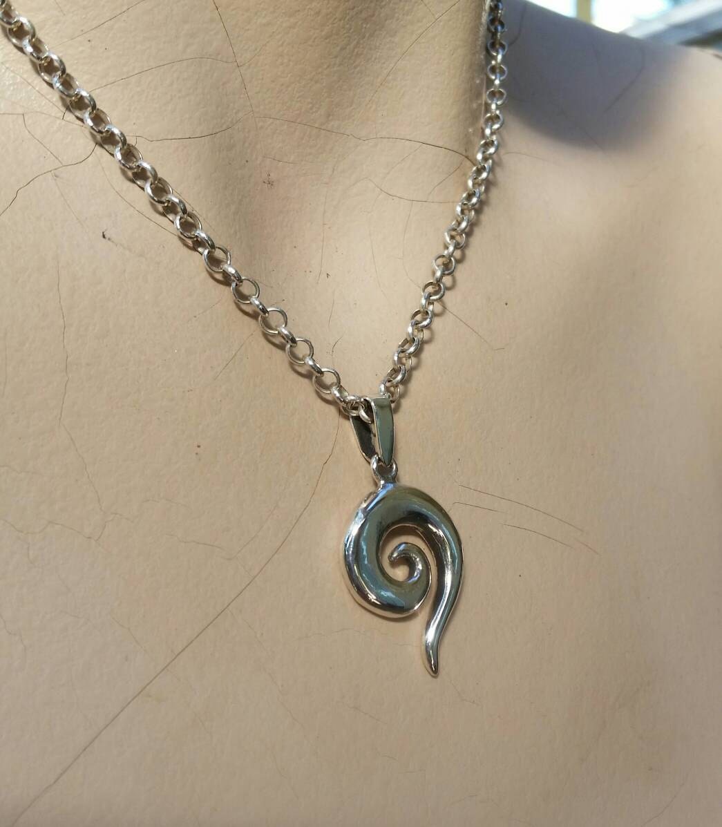 spiral pendant, swirly,spiral of life,sterling silver,goddess, gypsy, hippy, boho shic,new age,handmade,Celtic spiral,tribal,Maori koru,