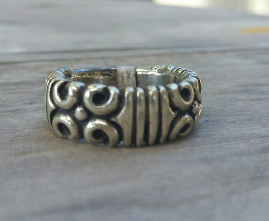 heavy rustic ring,solid,ornate, modern,sterling silver,wedding band,handmade,mens fashion,chunky silver ring,vintage,rockabilly,hipster,boho