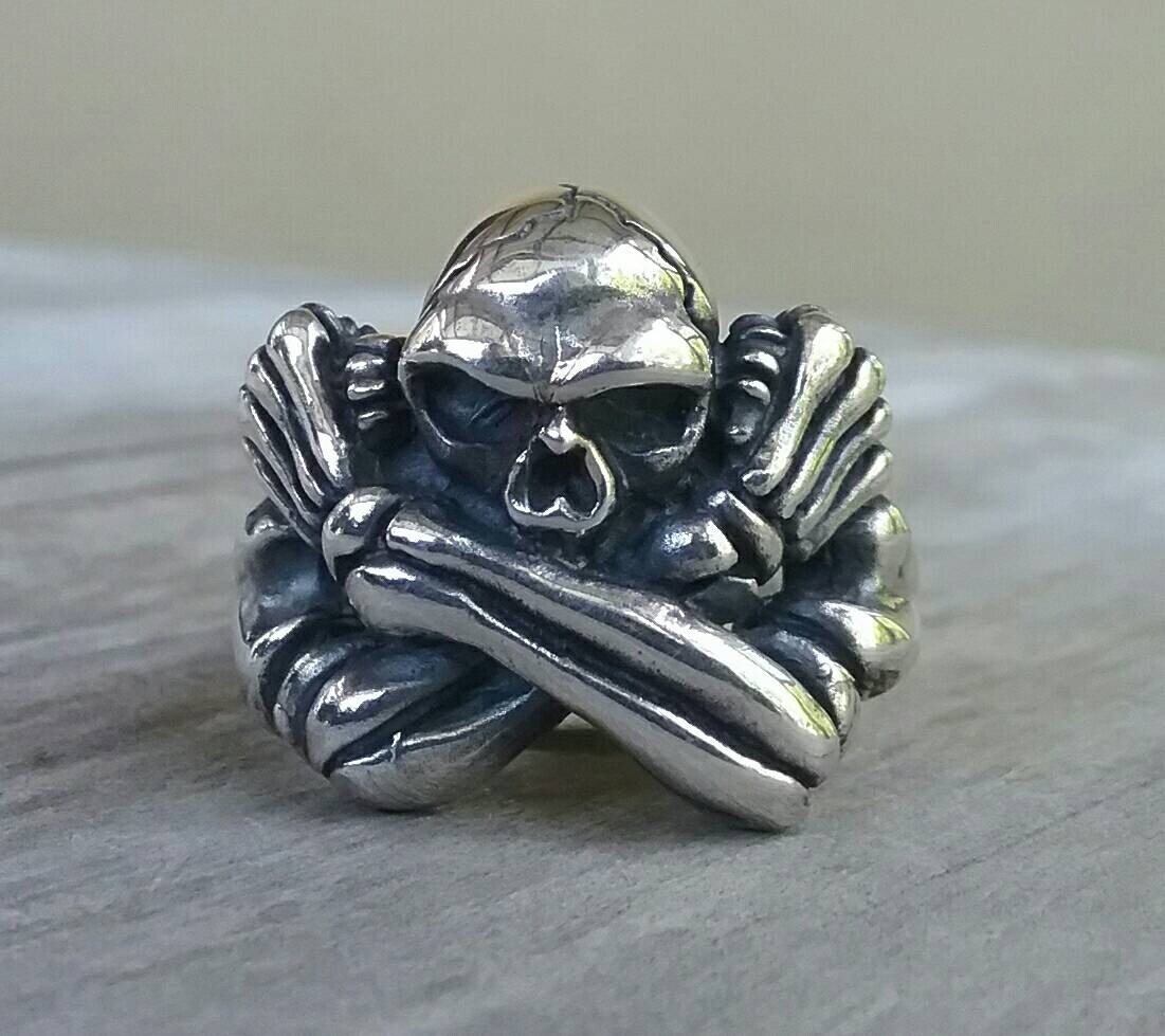 Misfits, skeleton ring, skull ring,Sterling silver, steampunk,gothic, punk,Chunky ring,handmade,hipster,boho,biker,mans fashion