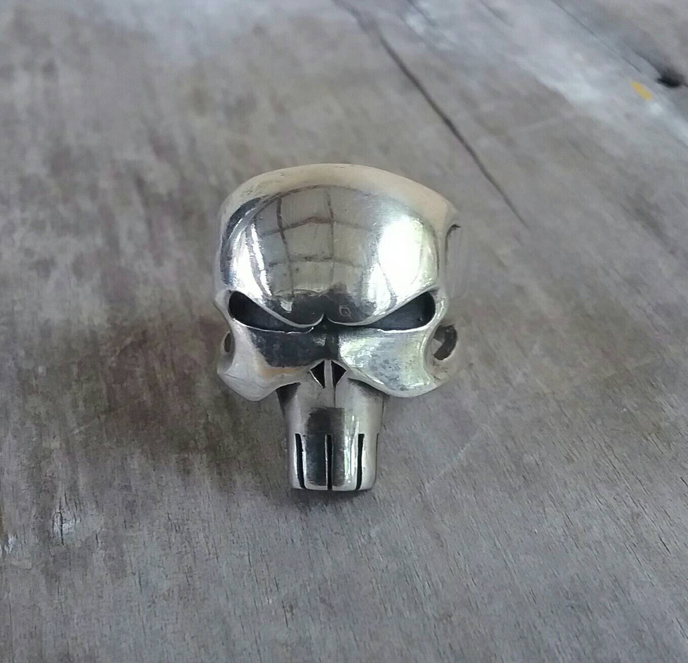 Large Punisher pendant,skull,heavy, sterling silver,chunky ,super hero,large silver necklace,the punisher, comic,