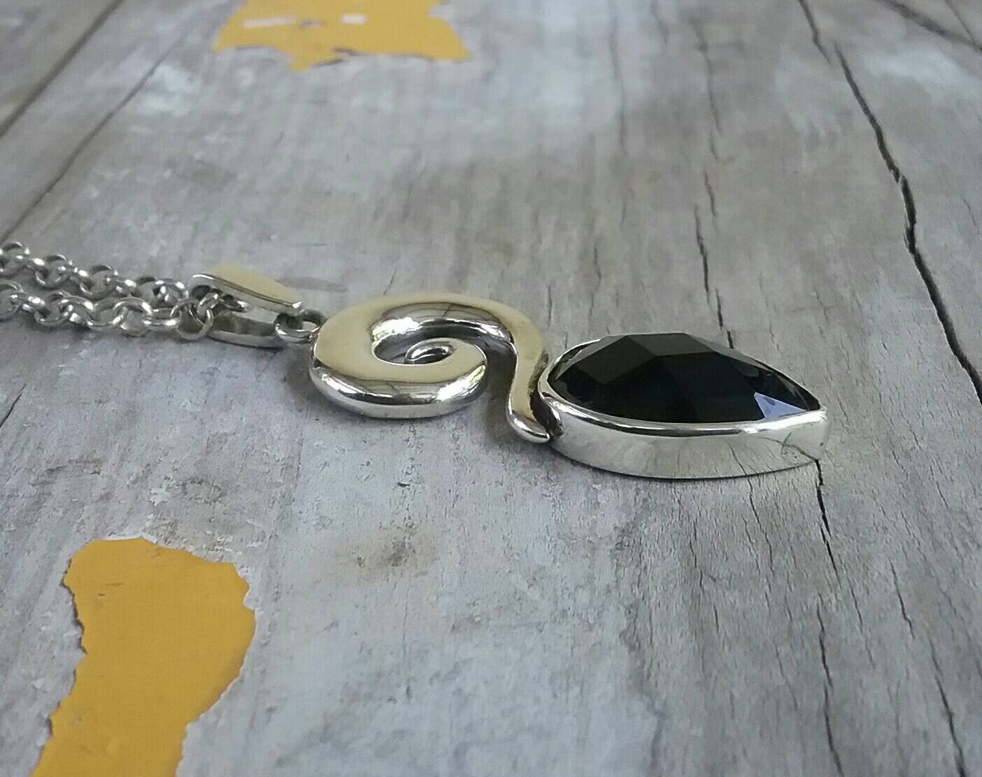 Onyx,swirl pendant,sterling silver,goddess, Handmade, gypsy,hippy,boho shic.large stone pendant,bridal,women's fashion,crystal,new age