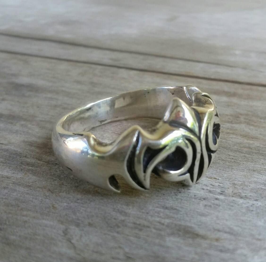 Chunky ring,ornate scroll,solid, modern,tribal,sterling silver,silver wedding,unisex ring,mans silver ring,boho,steampunk,hipster,gypsy,