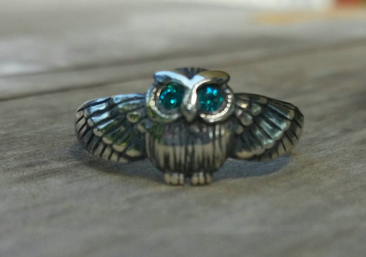 HARRY.petite owl ring,sterling silver, bird ring,boho,gypsy,goddess,woodland,womens fashion,Swarovski crystal,