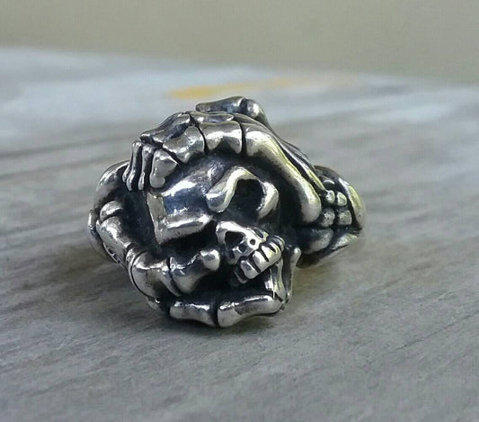 Skeleton ring,skull ring,sterling silver,steampunk, gothic ,punk,pirate,hand made,