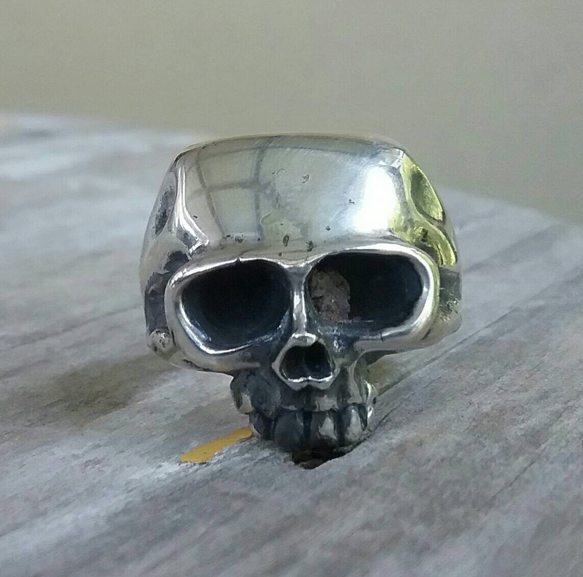 skull  sterling silver ring steampunk pirate gothic punk pirate