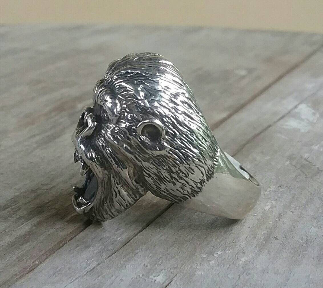 Large gorilla ring, ape ring,sterling silver,chunky ring, king kong,monkey,orangatang,