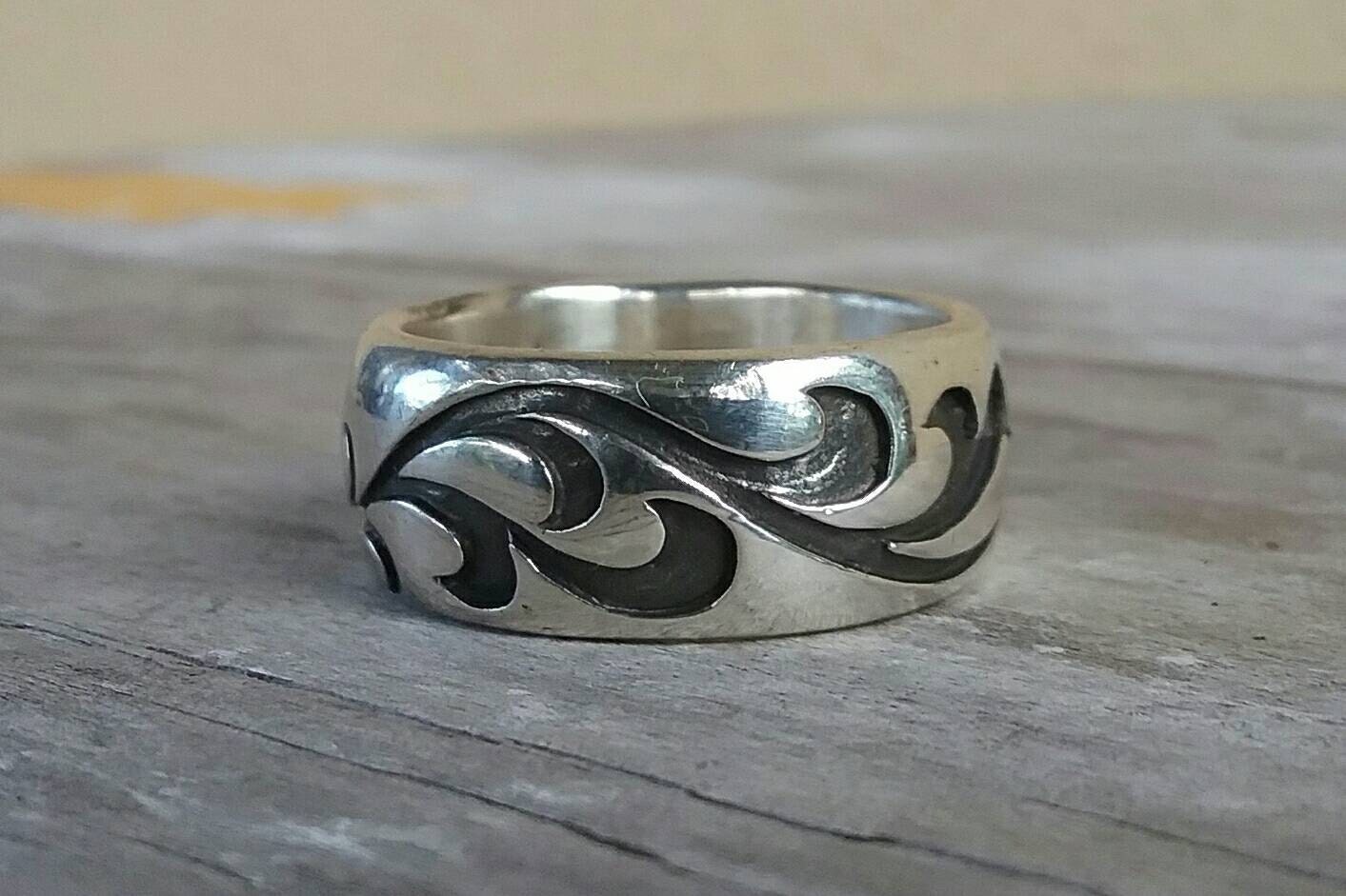 ornate scroll solid modern sterling silver ring dress ring wedding