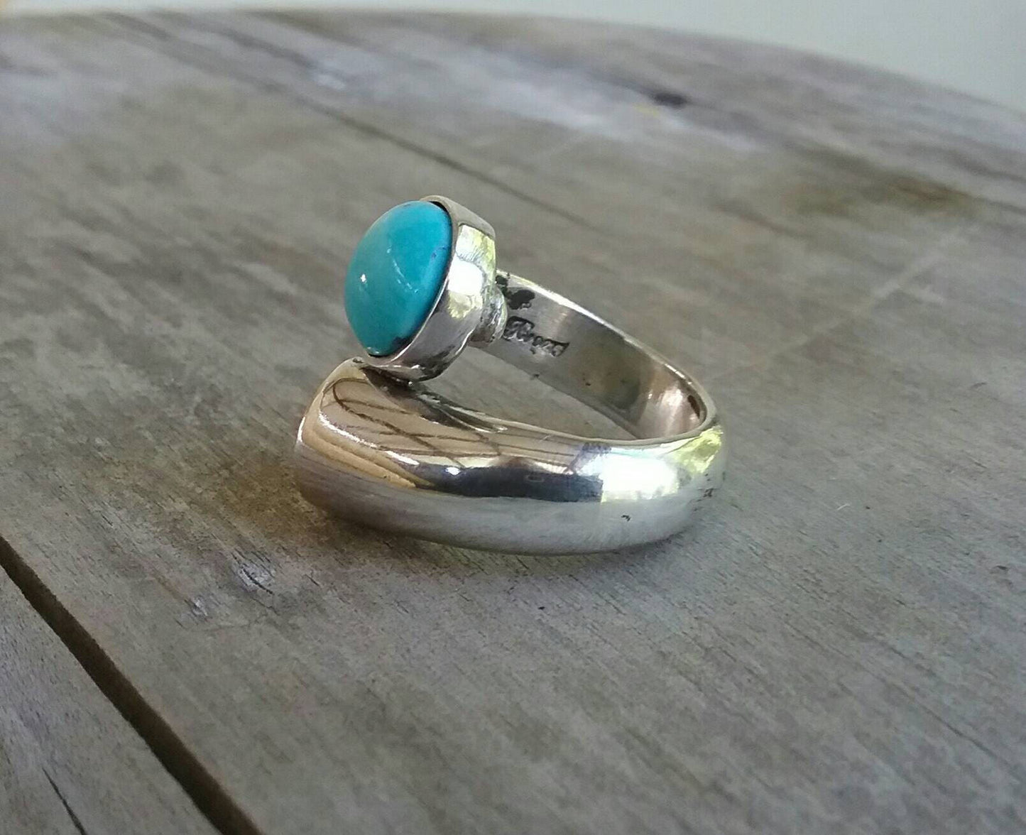 Turquoise chunky ring.sterling silver boho chic