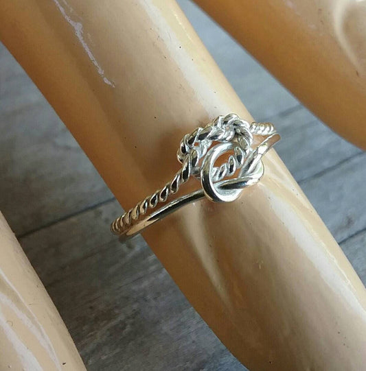 Knot ring,Double love knot,sterling silver, dainty,fine ring,fine twisted knot,boho,gypsy,silver wire ring,knot ring,handmade,