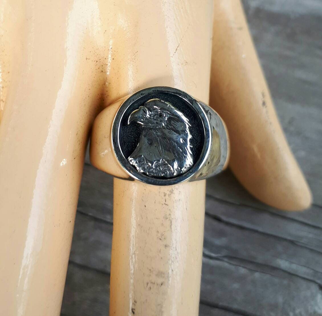 Eagle ring,signet ring,sterling silver,indian,cowboy,country and western,bird,hawk,handmade,Phoenix,