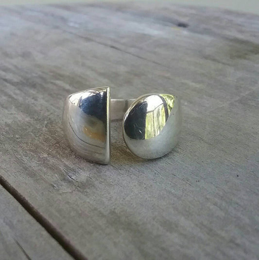 Chunky wide ring, adjustable, sterling silver, unisex,modern, wedding,thumb ring,handmade