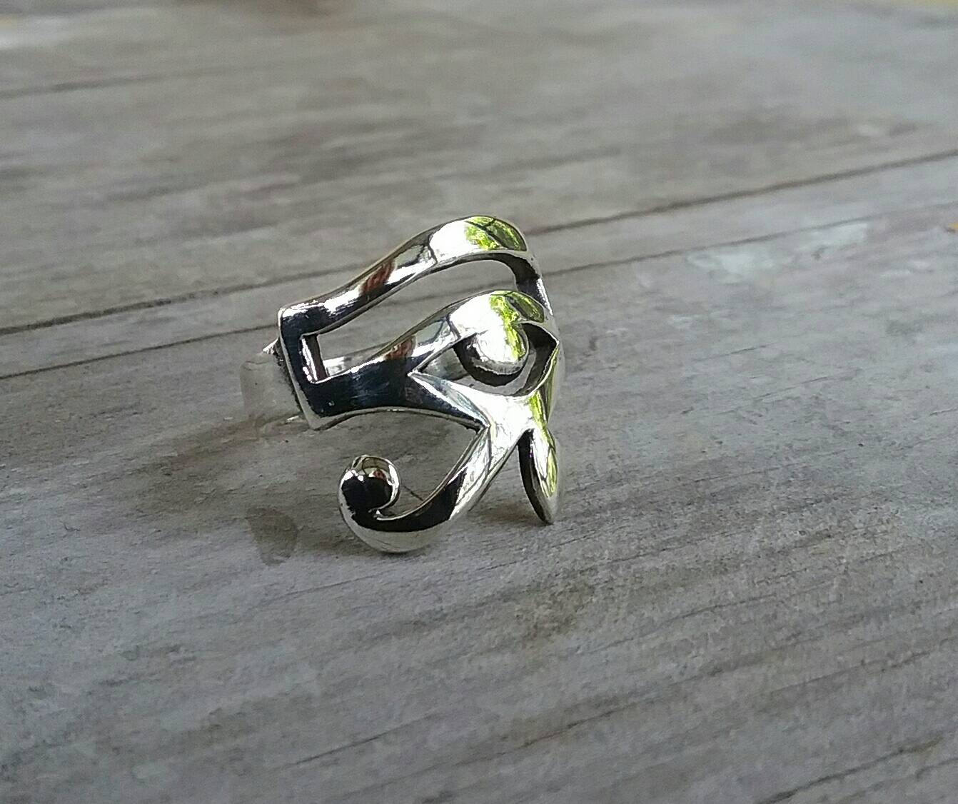 Eye of horus, sterling silver,flat ring,handmade, Egyptian symbol,hyrgreh ring,boho,gypsy,goddess,hipster,unisex,wedding band,womens fashion