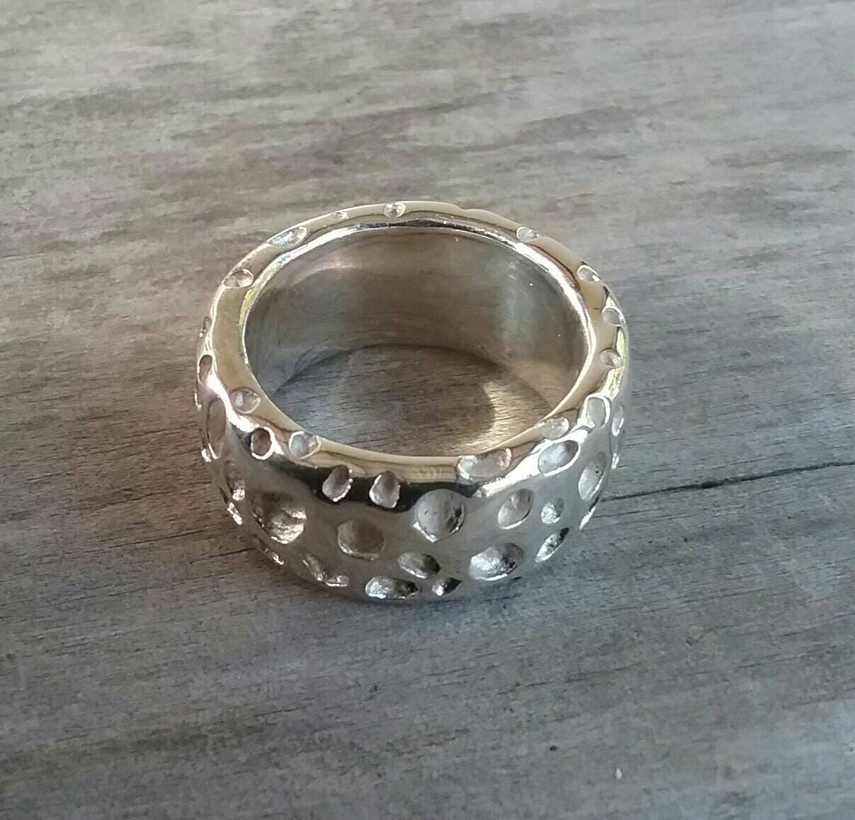 Chunky band,Wide,heavy,solid,handmade,modern sterling silver ring, rustic,hammered,nugget,unisex ,industrial wedding,rounded band,boho,