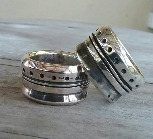 Chunky ring,wide solid band,modern,industrial,sterling silver,rustic wedding band,industrial dress ring,boho,rockabilly,handmade,hipster