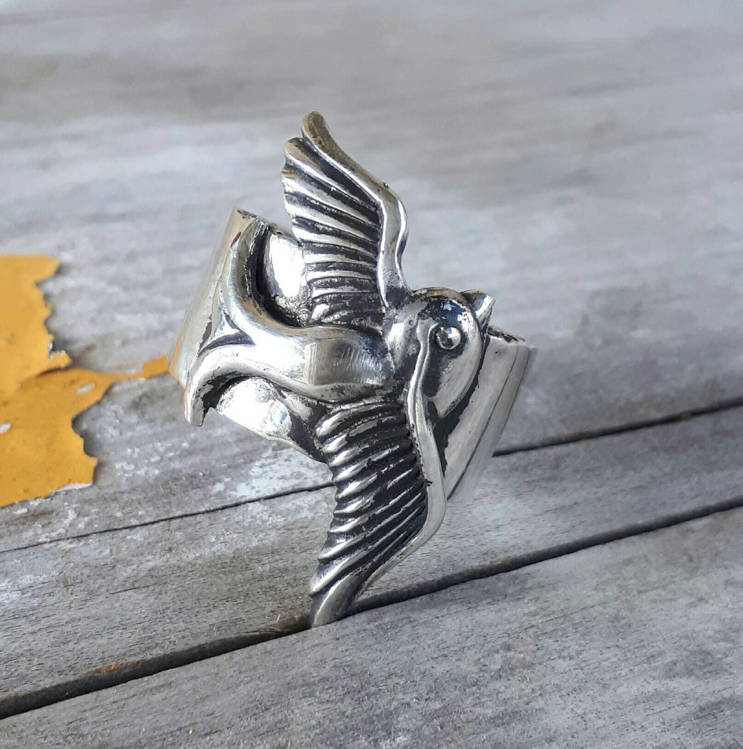 swallow ring,Sterling silver, bluebird,chunky,rockabilly,hipster,bird ring,handmade,long ring,womens fashion,designer,boho,woodland,long rin