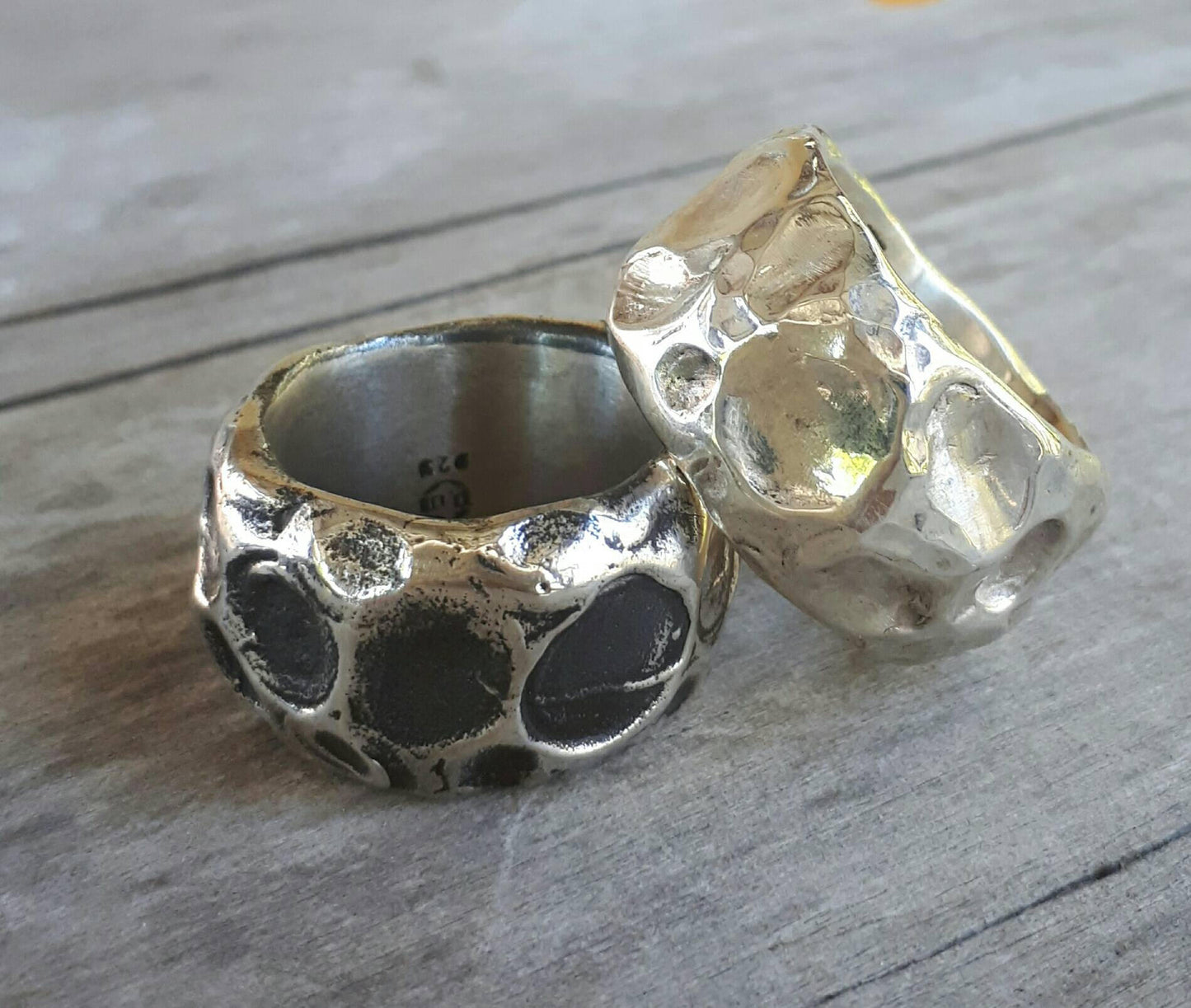 Wide Rustic ring,chunky,heavy,sterling silver,hammered, nugget,wedding,unisex,steampunk,industrial,mens fashion,hipster,handmade