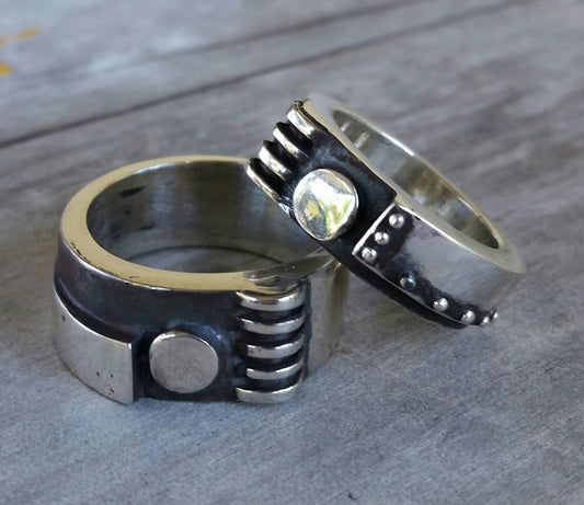 Mechanic ring,industrial,rustic, mans ring,sterling silver,chunky ring,steampunk,handmade,thick silver band,wedding band,hipster,mans fashio