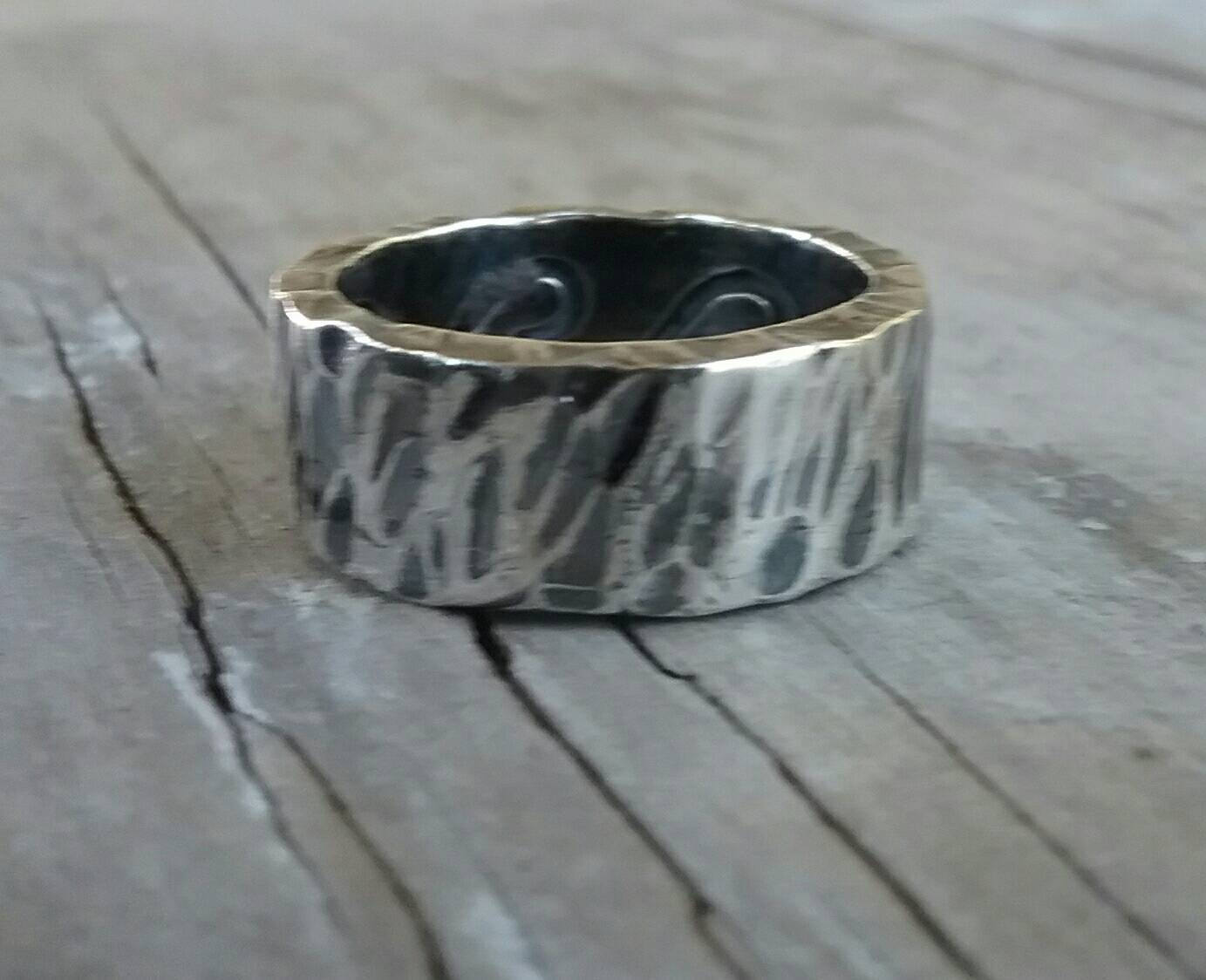 Hammered nugget sterling silver ring rustic steampunk wedding dress ring