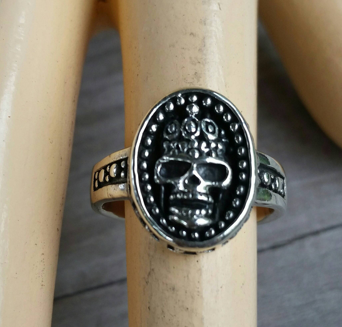 Skull cameo ring,sterling silver,crown ring,signet,punk,steampunk,gothic , boho,rockabilly,vintage,handmade,victorian,deco,womens fashion