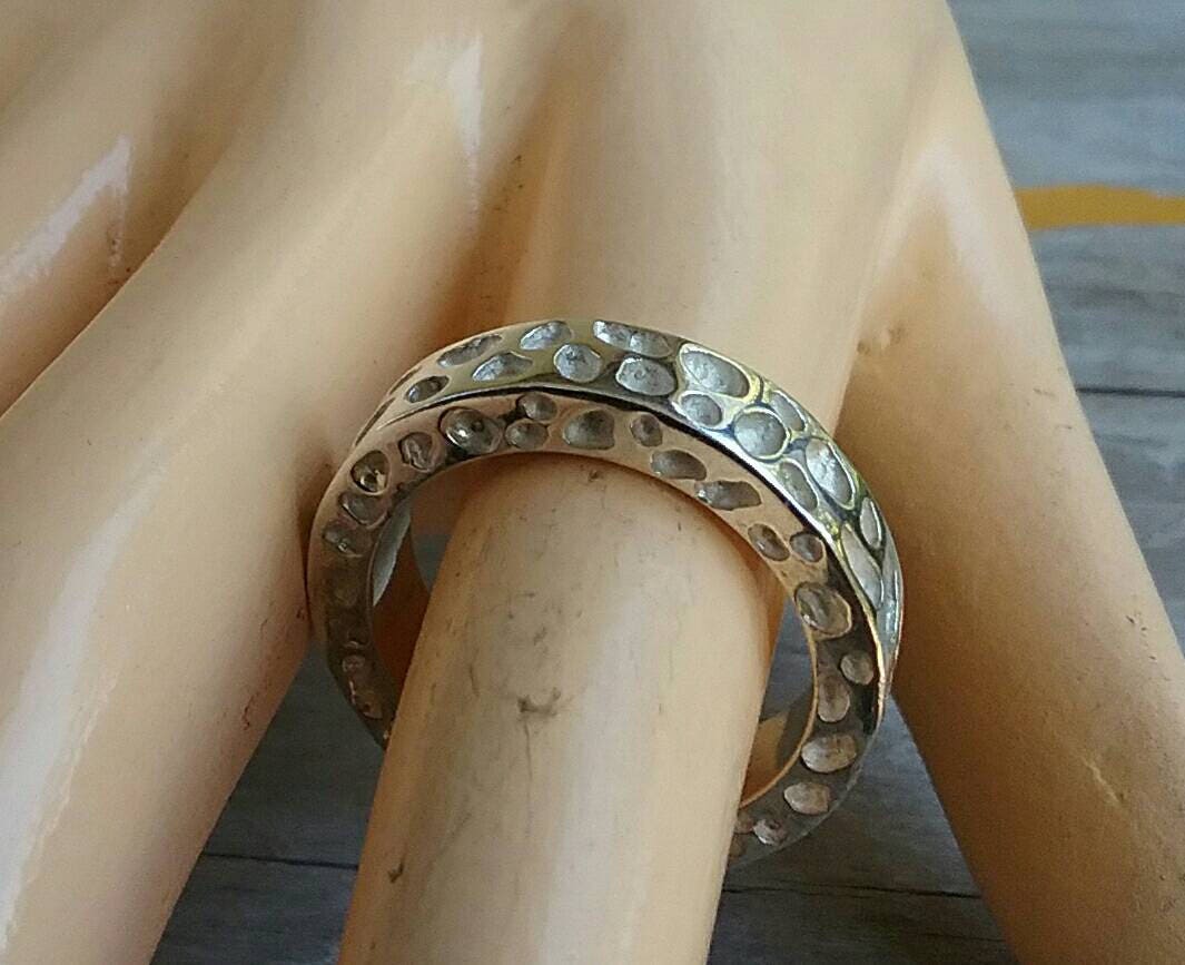 Chunky ring,Flat,high,solid sterling silver,industrial, rustic,hammered, nugget wedding dress ring