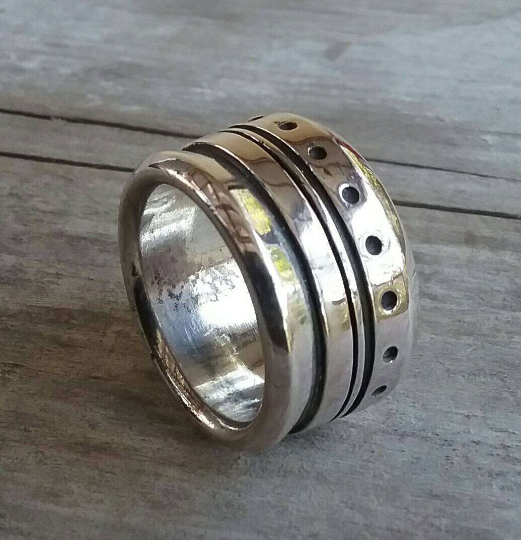 Chunky ring,wide solid band,modern,industrial,sterling silver,rustic wedding band,industrial dress ring,boho,rockabilly,handmade,hipster