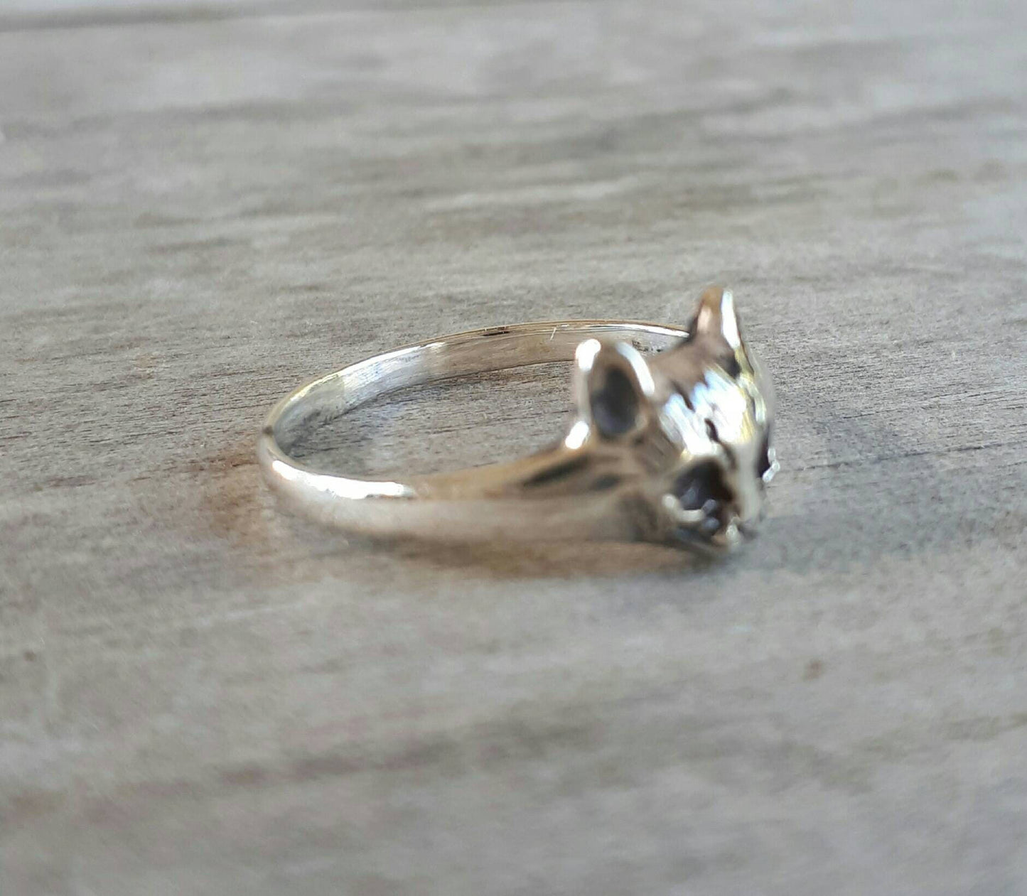 Cat ring, sterling silver,fine,small pinkie ring,boho,gypsy,hippy,woodland,animal,feline,handmade,girls ring,