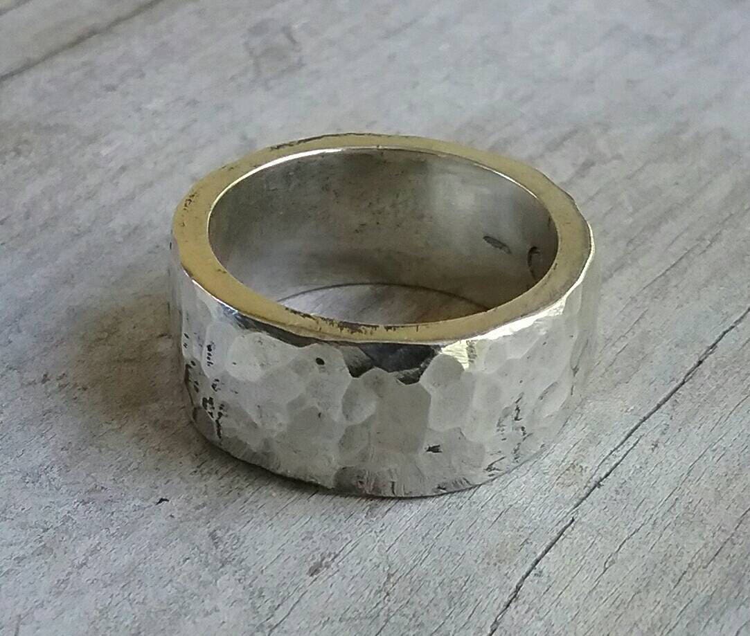 Chunky ring,heavy and solid,sterling silver,rustic,hammered, nugget,steampunk, wedding dress ring