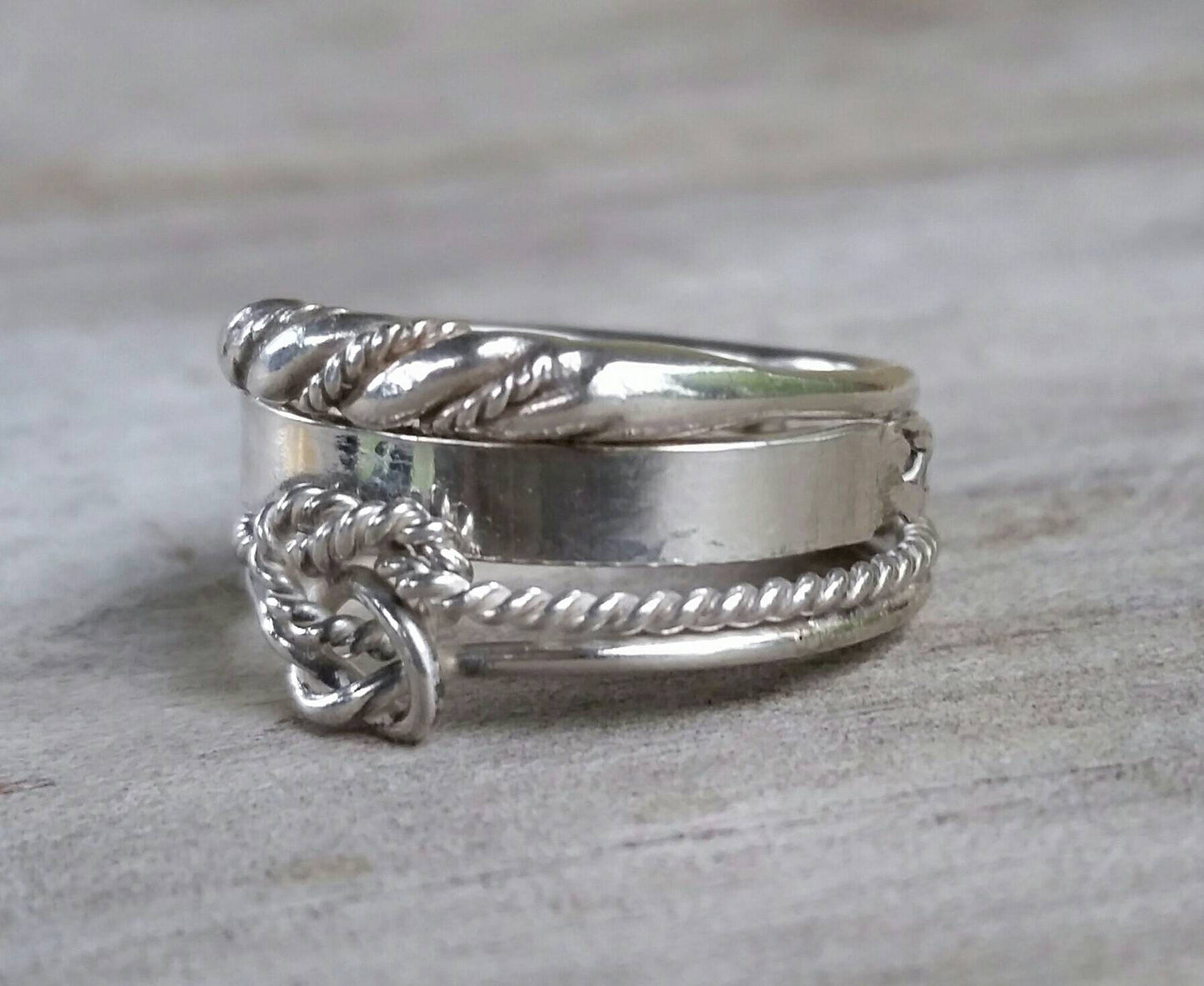 stacking rings,sterling silver,3 set,love knot,twist ring,plain band