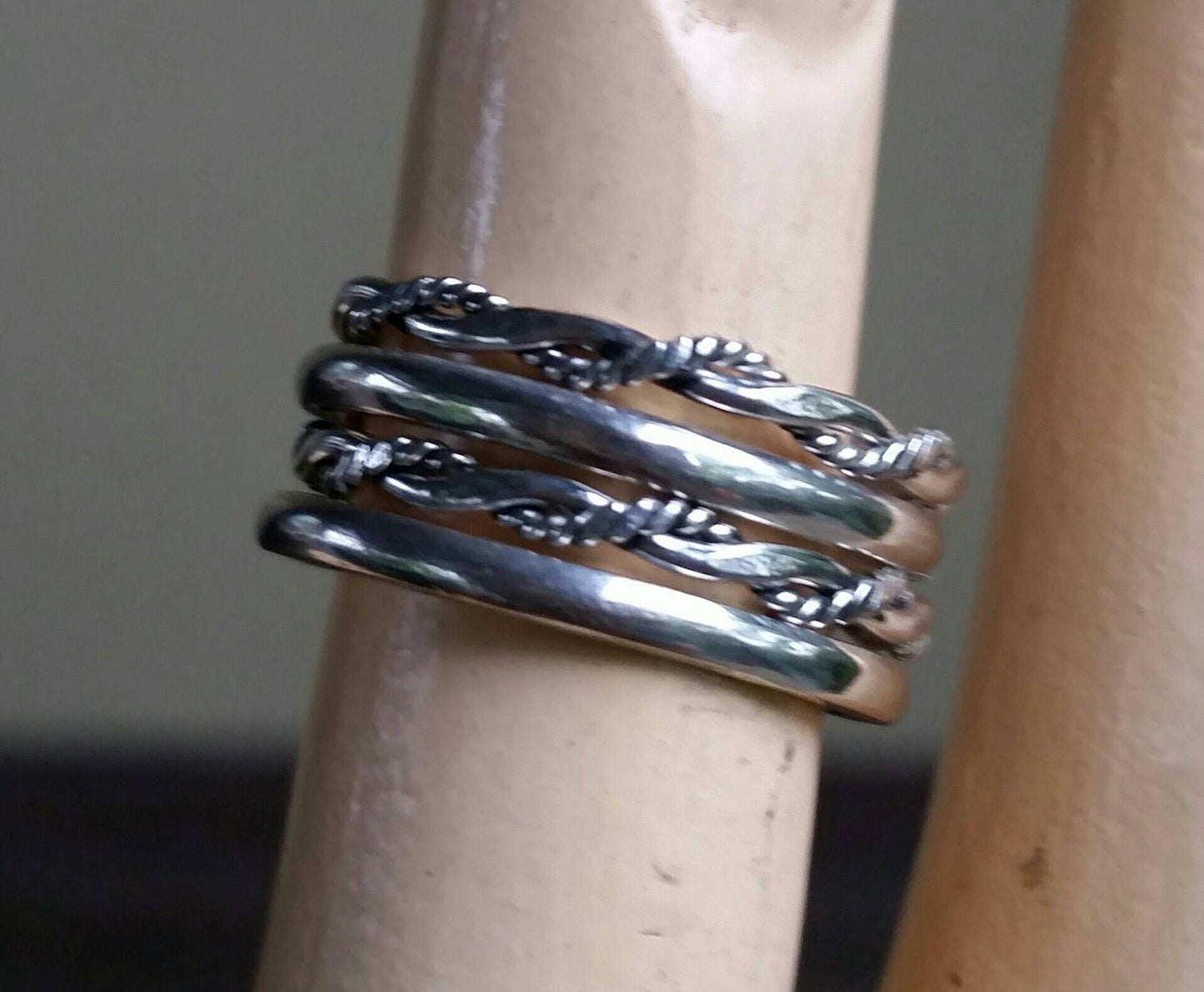 stackable ring set,sterling silver set of 3,4 or 5 twisted wire and plain silver bands,woven ring set