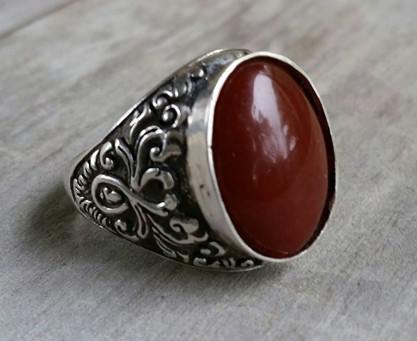 Carnelian ring,sterling silver, vintage,scroll,boho,victorian, wedding, dress ring,antique look,baroque,large mans stone ring,gemstone ring,