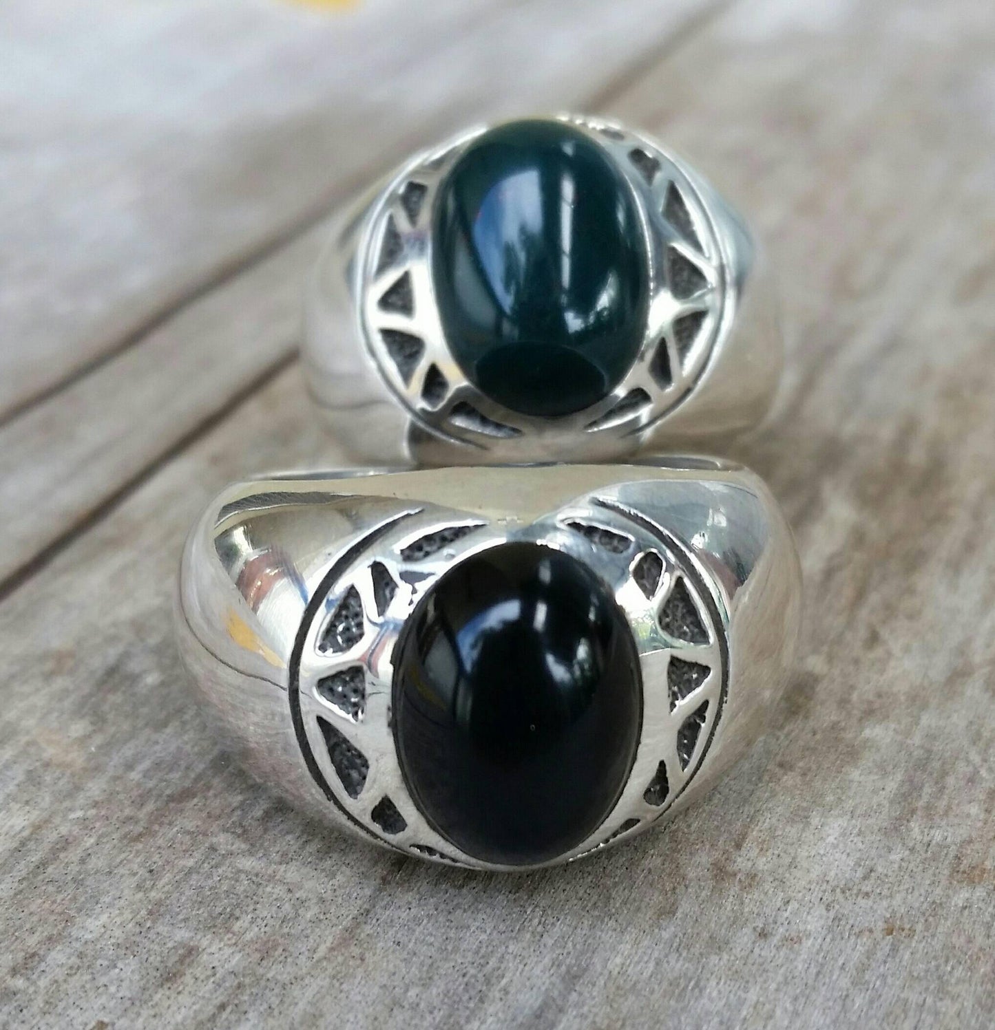 Chunky ring,green onyx,black onyx, sterling silver,handmade,tribal,dress signet ring,aztec,mans fashion,boho,hipster