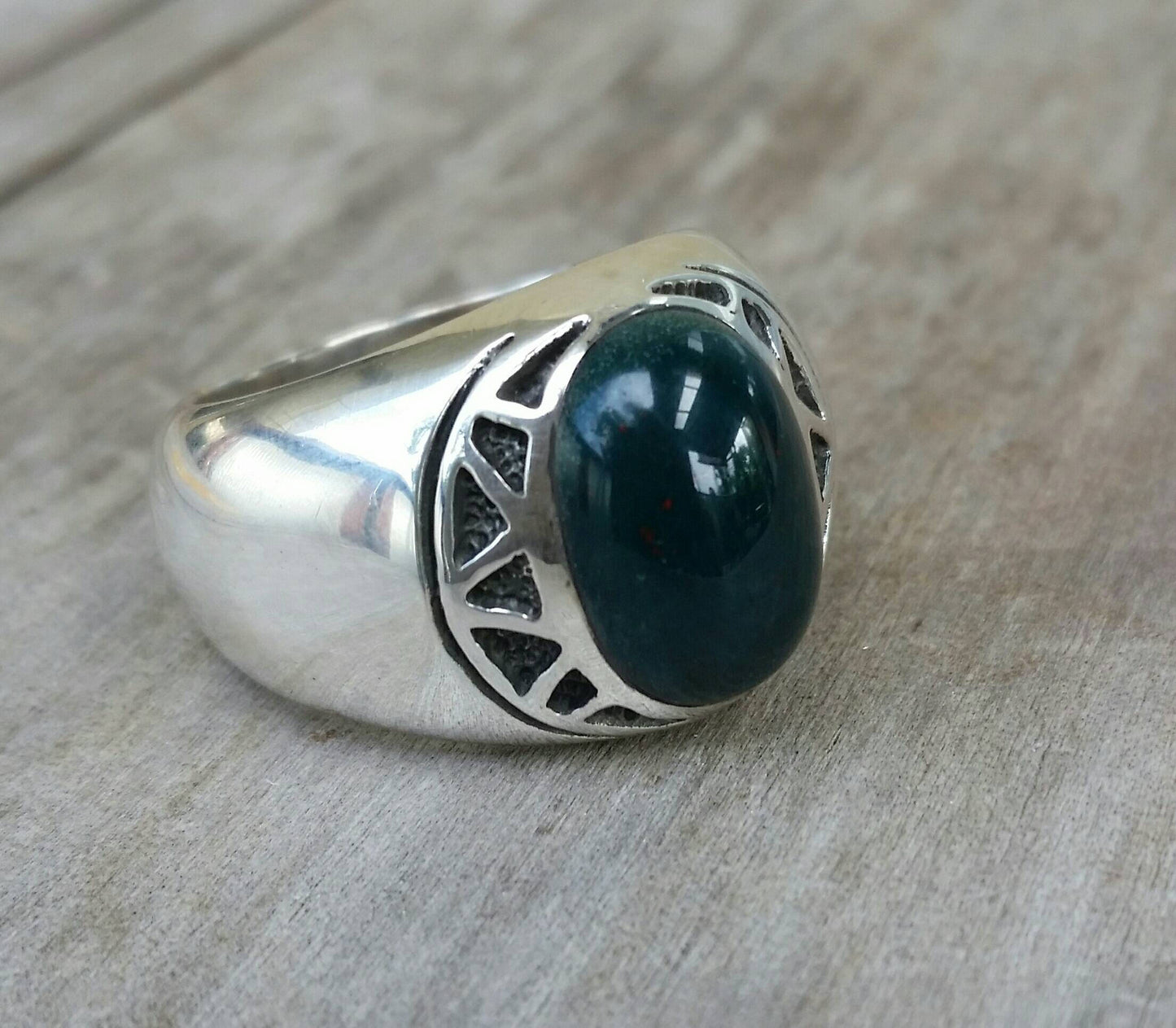 Chunky ring,green onyx,black onyx, sterling silver,handmade,tribal,dress signet ring,aztec,mans fashion,boho,hipster