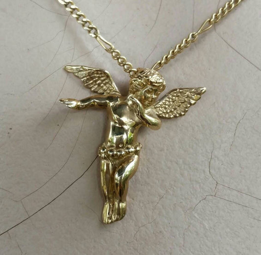 Cupid,cherib pendant,9ct gold, angelic,winged fairy, angel pendant,