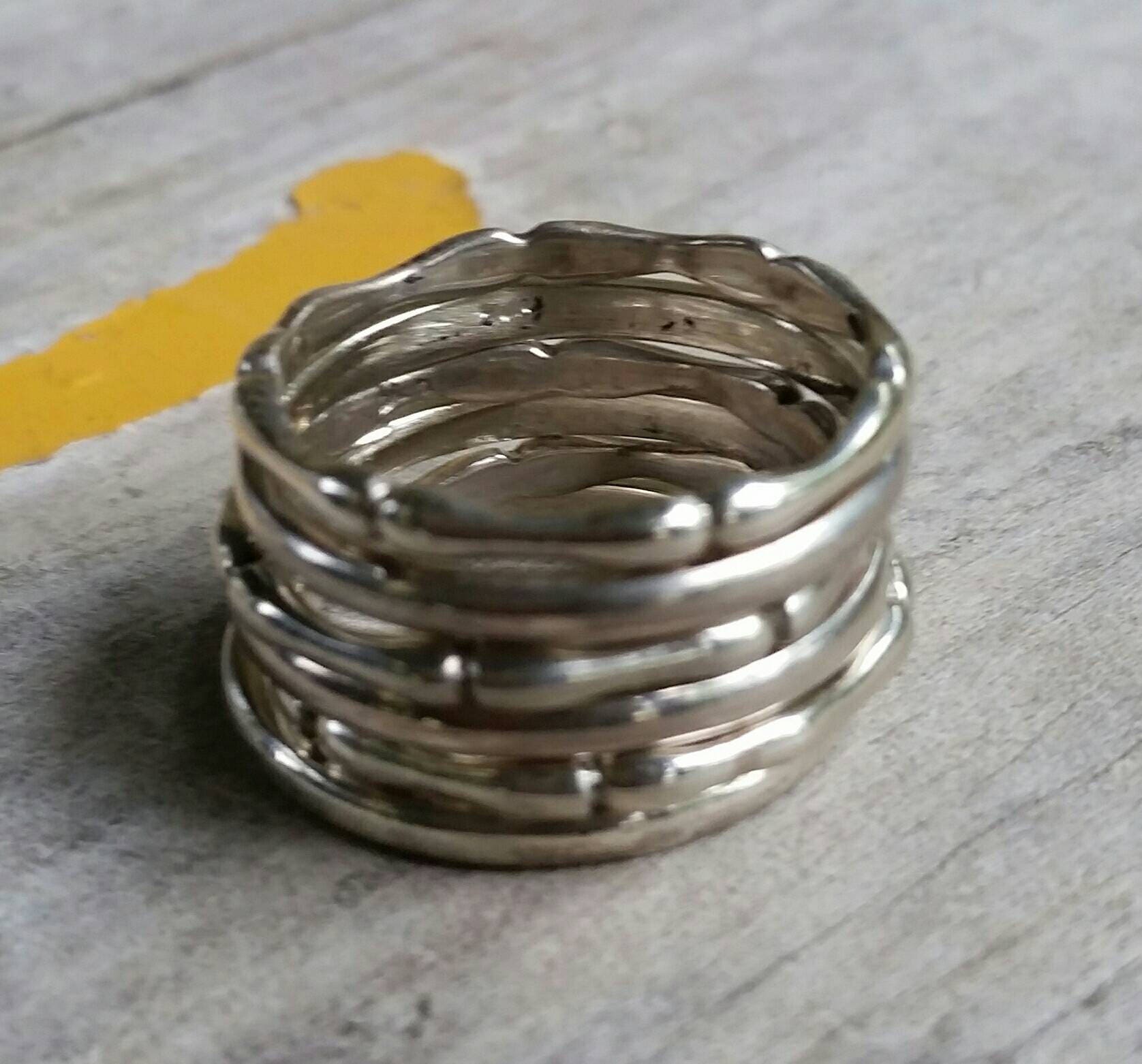 stacking rings,sterling silver bamboo ring,round wire,bones,thin round band,wedding band,half rounded,boho,gypsy,goddess,stacker