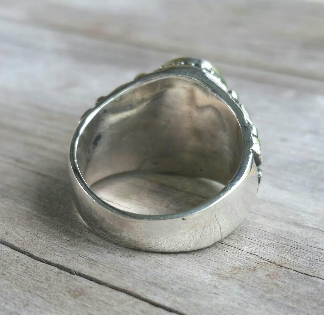 Onyx ring,large chunky ring,sterling silver,handmade,mans stone ring,wedding,boho, dress ring antique, scroll pattern,mans fashion