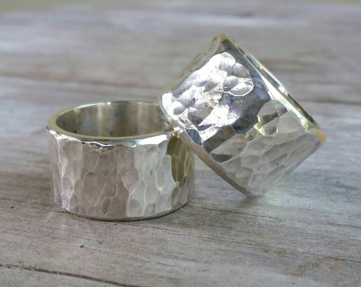 Wide chunky ring,sterling silver,solid, hammered,rustic,nugge, steampunk, wedding dress ring