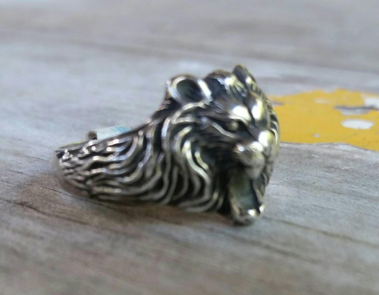 lion ring,small lions head,sterling silver lion,leo ring,boho.gypsy,wildlife,animal,hipster,rockabilly