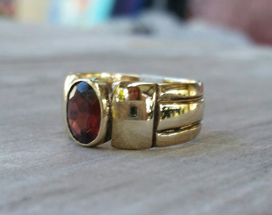 Garnet ring,9ct gold,hand made,boho,unisex,wedding ring,designer,made to order